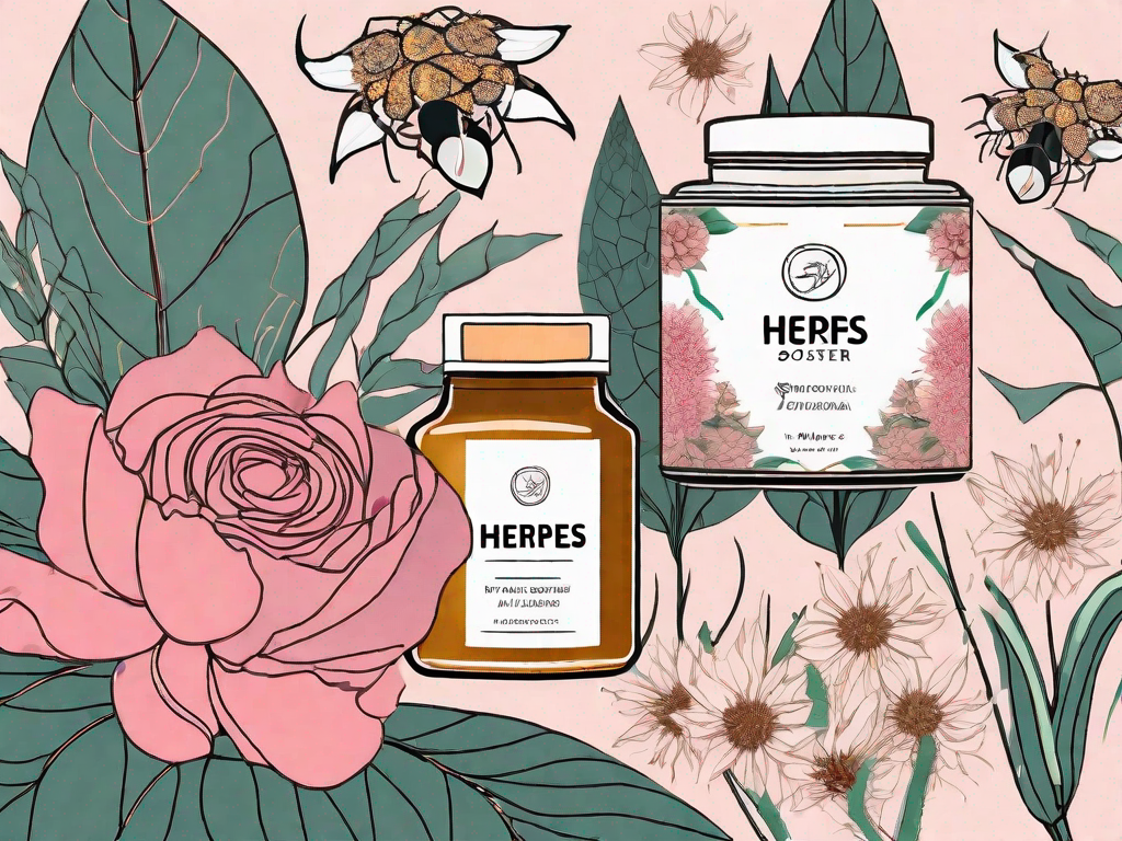 The herpes zoster virus near a selection of natural remedies like honey
