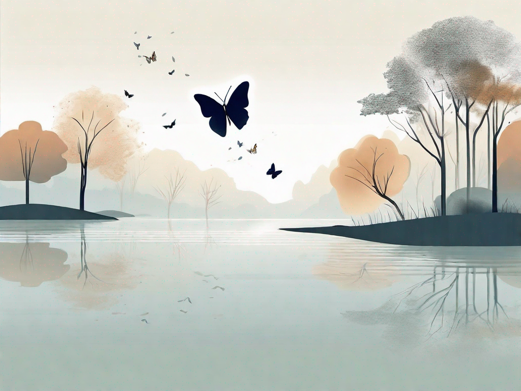 A serene nature scene with elements symbolizing focus and calm