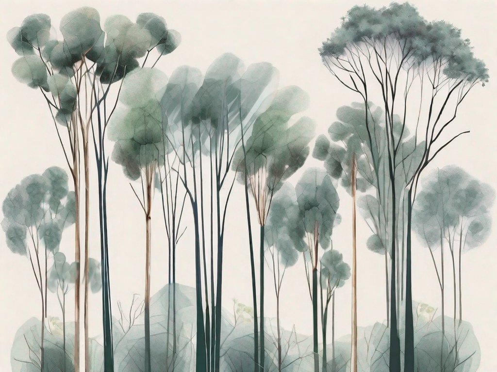 Several different types of eucalyptus trees with distinct characteristics