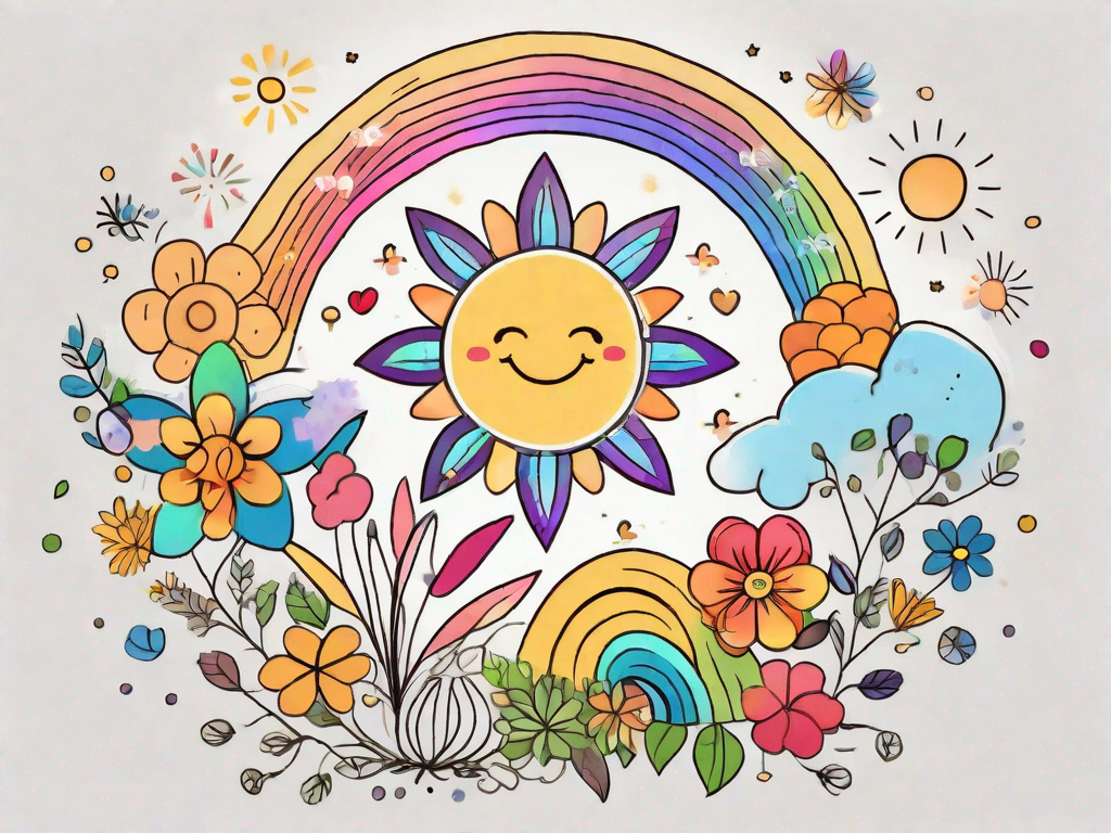 A serotonin molecule (which is produced from tryptophan) surrounded by various colorful