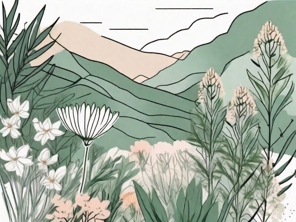 The zistrose herb in a lush mediterranean landscape