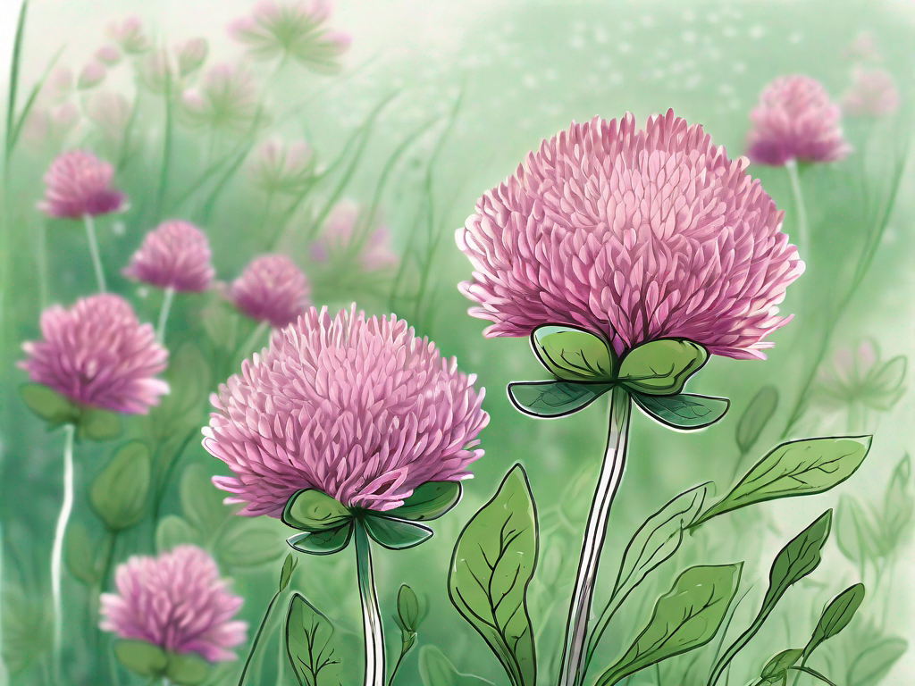 Red clover (rotklee) flourishing in a serene and lush meadow
