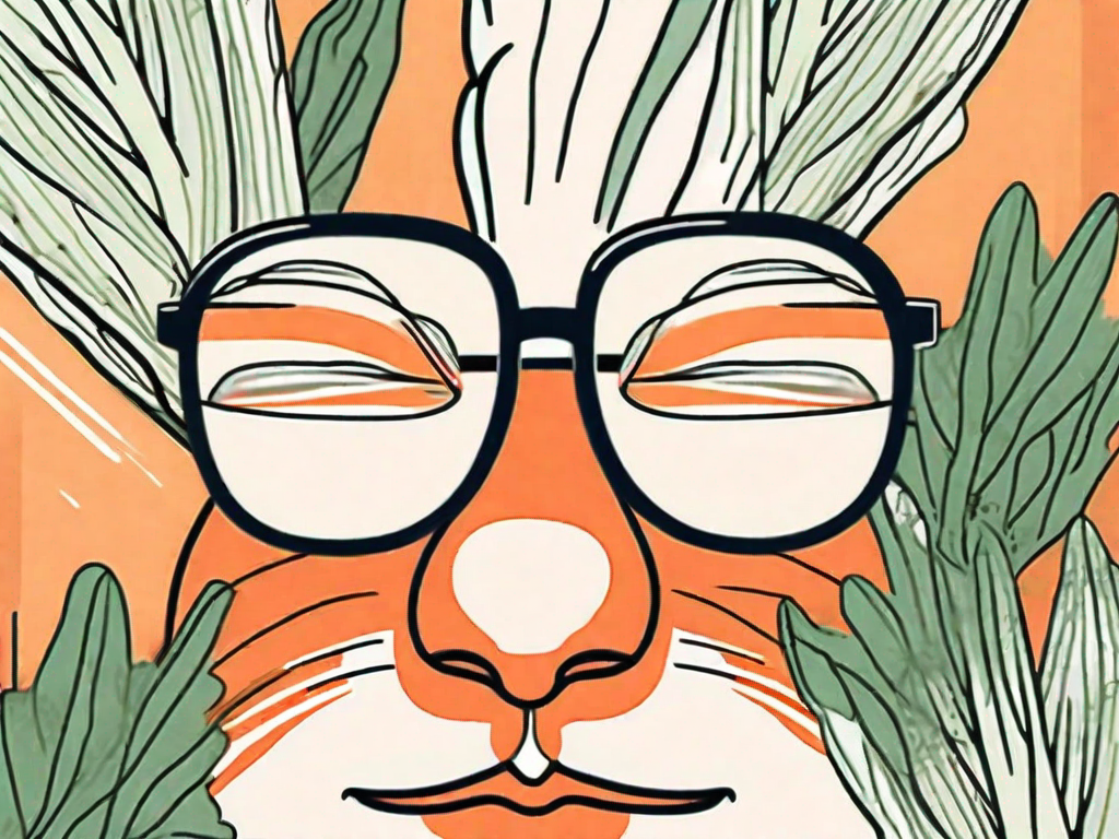 A vibrant carrot with radiant skin texture and a pair of glasses