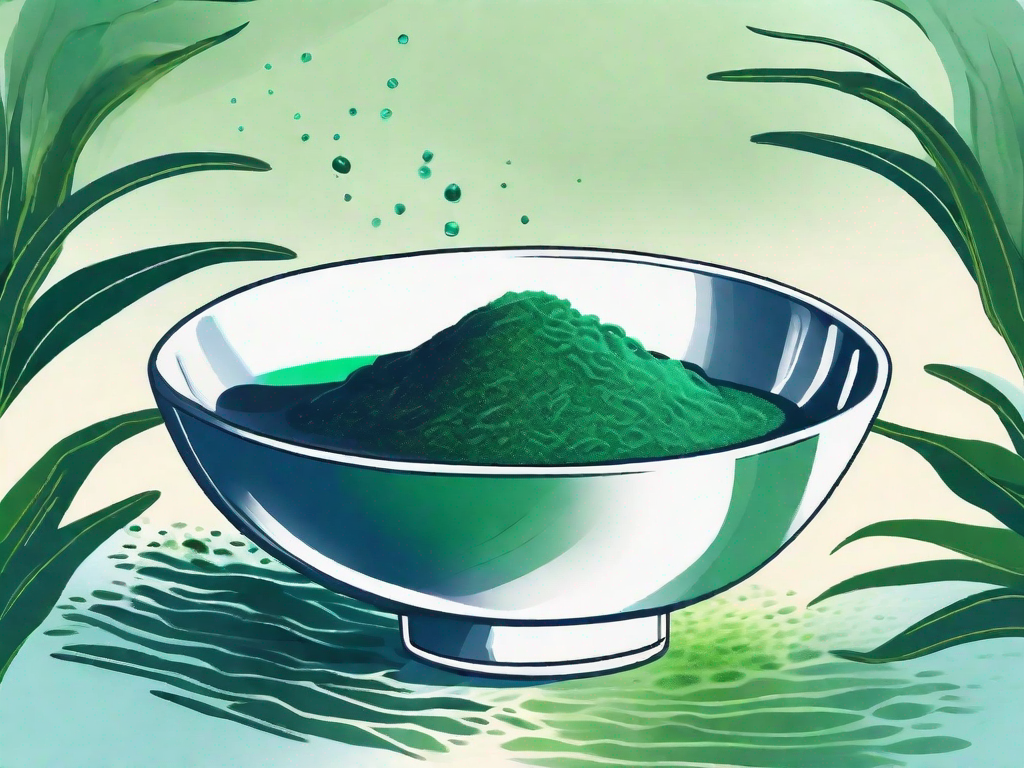 The spirulina powder in a bowl