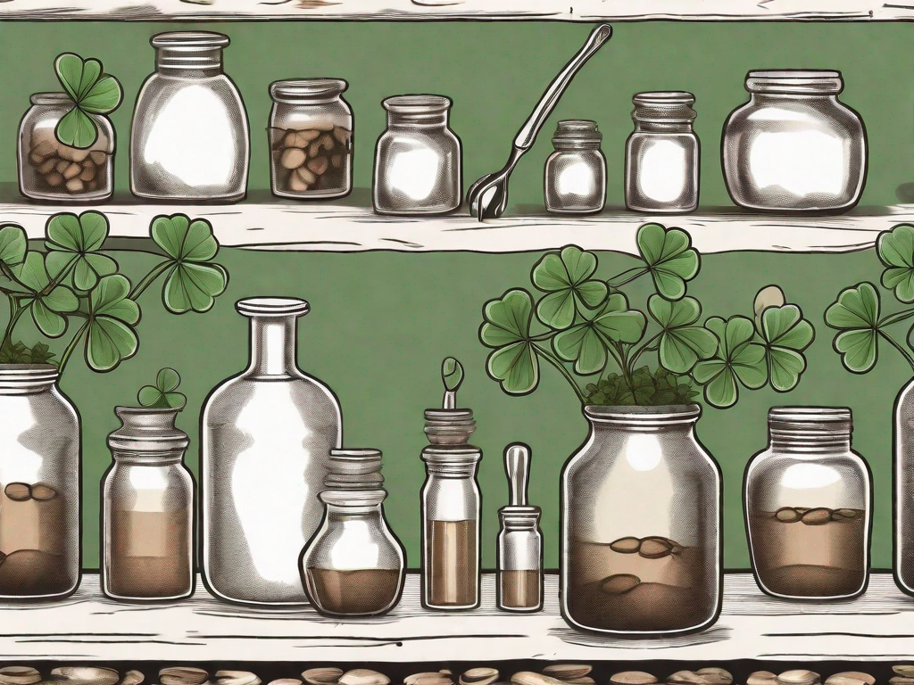 The steinklee (clover) plant in a traditional apothecary setting